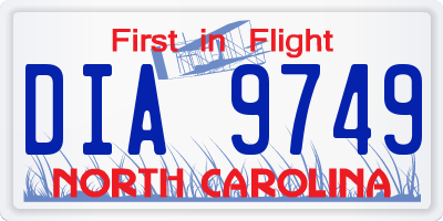 NC license plate DIA9749