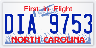 NC license plate DIA9753