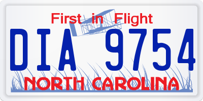 NC license plate DIA9754