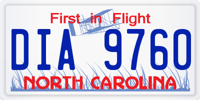 NC license plate DIA9760