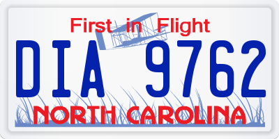 NC license plate DIA9762