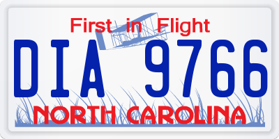 NC license plate DIA9766