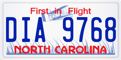 NC license plate DIA9768