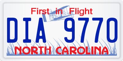 NC license plate DIA9770
