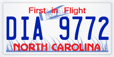NC license plate DIA9772
