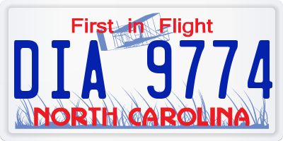 NC license plate DIA9774