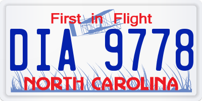 NC license plate DIA9778