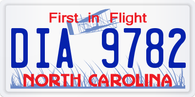 NC license plate DIA9782