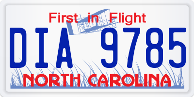 NC license plate DIA9785