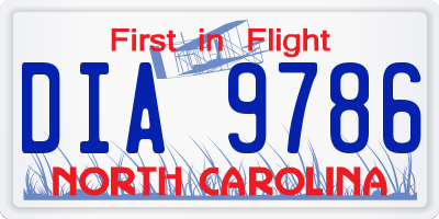 NC license plate DIA9786