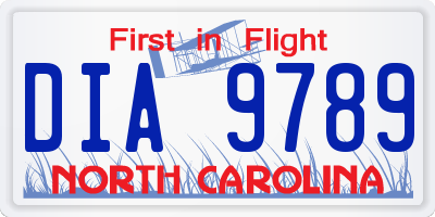 NC license plate DIA9789