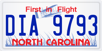 NC license plate DIA9793