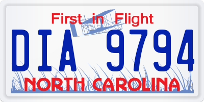 NC license plate DIA9794