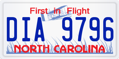 NC license plate DIA9796