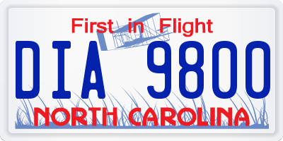 NC license plate DIA9800