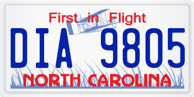 NC license plate DIA9805