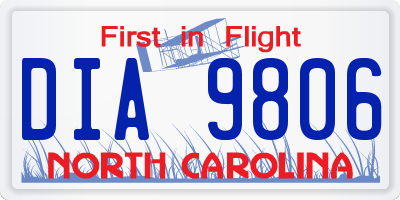 NC license plate DIA9806