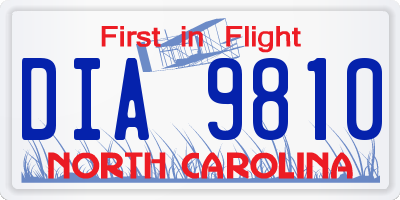 NC license plate DIA9810