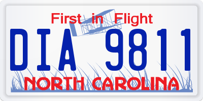 NC license plate DIA9811
