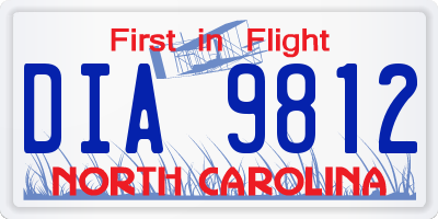 NC license plate DIA9812