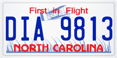 NC license plate DIA9813