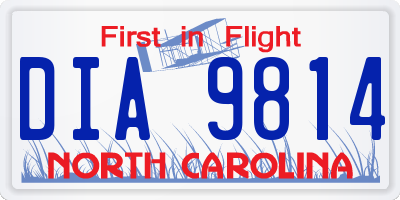 NC license plate DIA9814