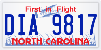 NC license plate DIA9817