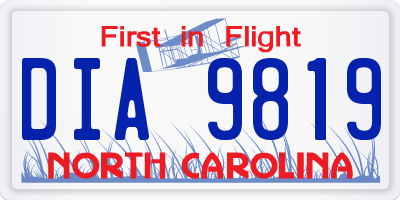 NC license plate DIA9819