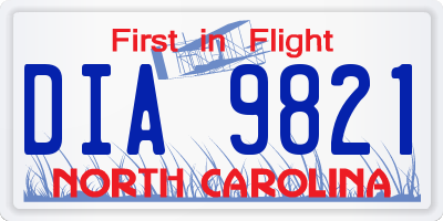 NC license plate DIA9821