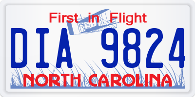 NC license plate DIA9824