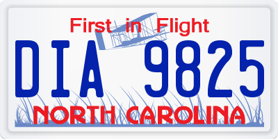 NC license plate DIA9825