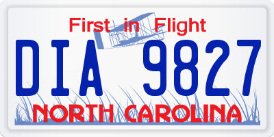 NC license plate DIA9827