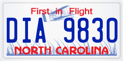 NC license plate DIA9830
