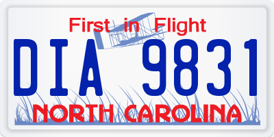 NC license plate DIA9831