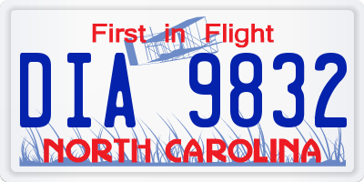NC license plate DIA9832