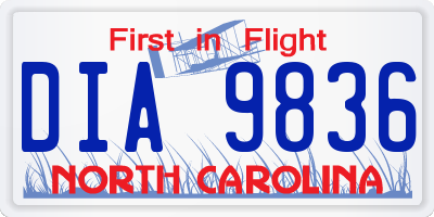 NC license plate DIA9836