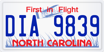 NC license plate DIA9839