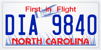 NC license plate DIA9840