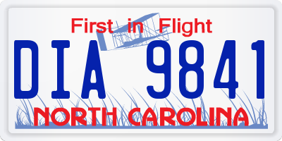 NC license plate DIA9841