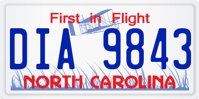 NC license plate DIA9843
