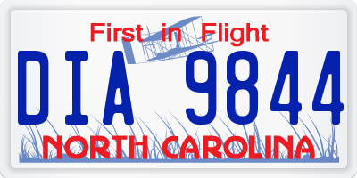 NC license plate DIA9844
