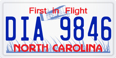 NC license plate DIA9846