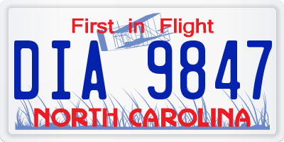 NC license plate DIA9847
