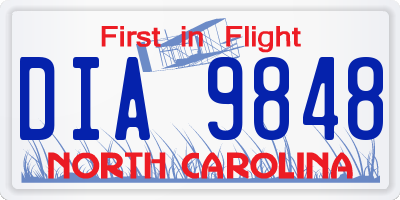 NC license plate DIA9848