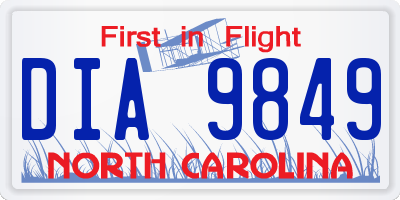 NC license plate DIA9849