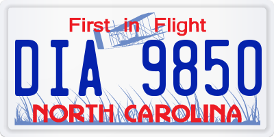 NC license plate DIA9850