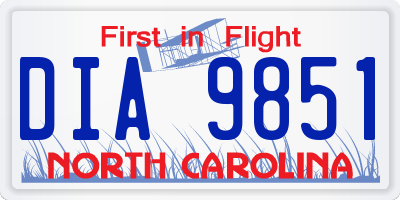 NC license plate DIA9851