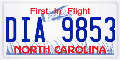 NC license plate DIA9853