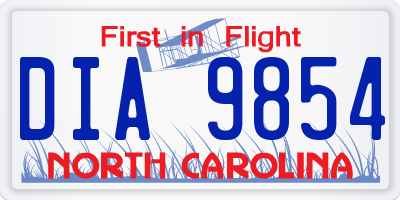 NC license plate DIA9854