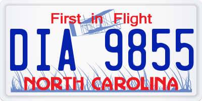 NC license plate DIA9855